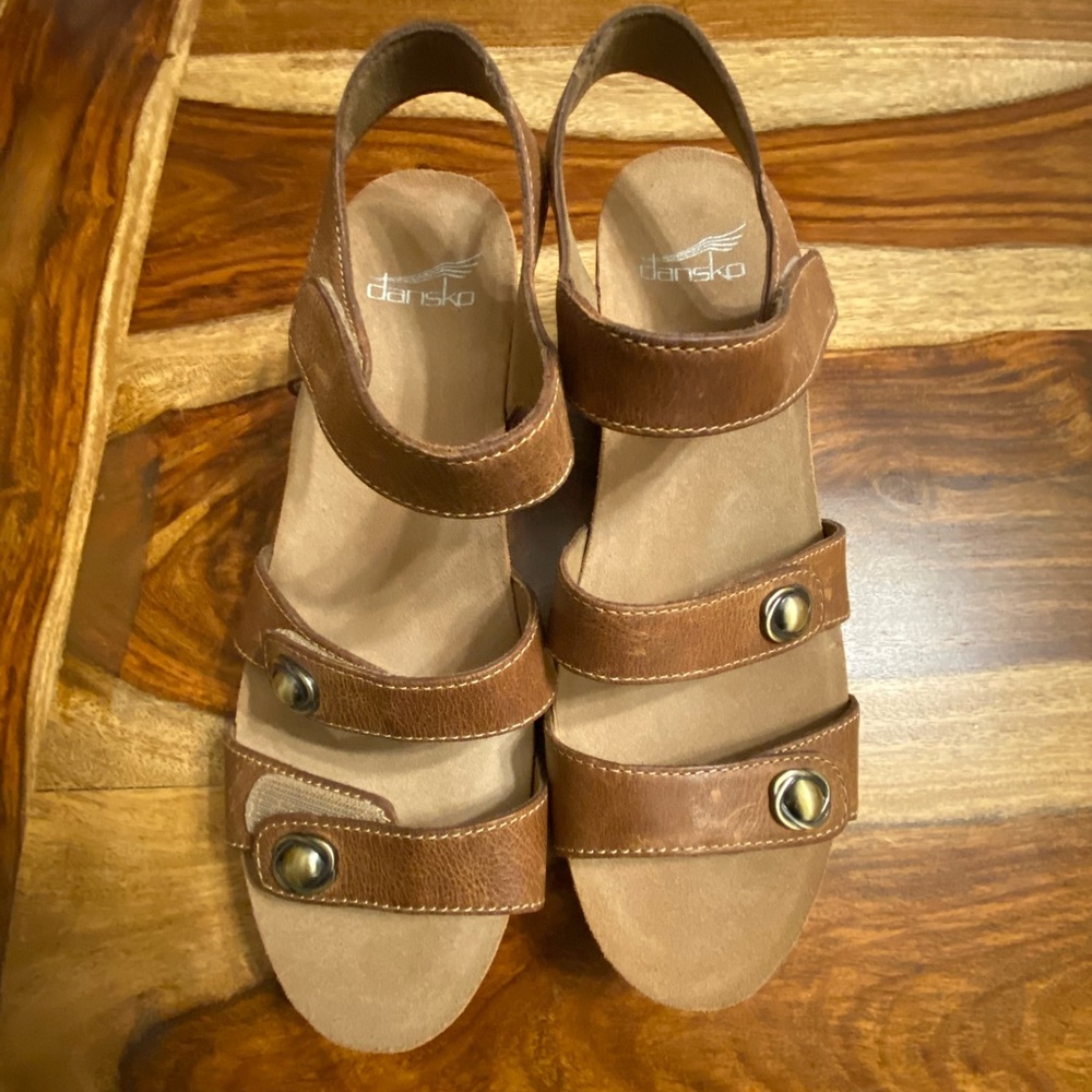 Dansko Sandals never worn, cork sole wedge